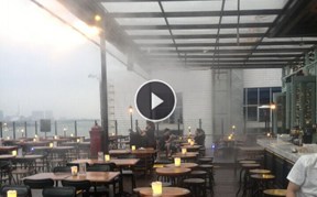 广州啤酒创意园露天酒吧喷雾降温